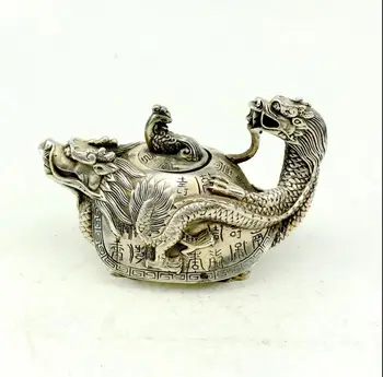 

509 Pure brass handicrafts, old household decoration, copper kettle, dragon turtle, small wine teapot