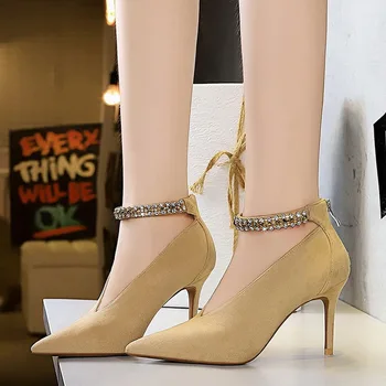 

2019 Women Shoes Pop Star Pointed Toe Girl Thin Heel Woman Shoes Deep V Design Fashion Elegant Lady Shoes