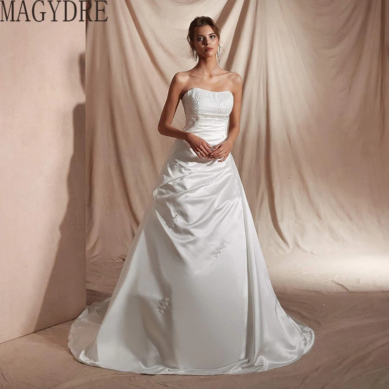 Бальное платье свадебное платье Vestido De Noiva Дешевые Длинные свадебные платья без спинки Robe De Mariee