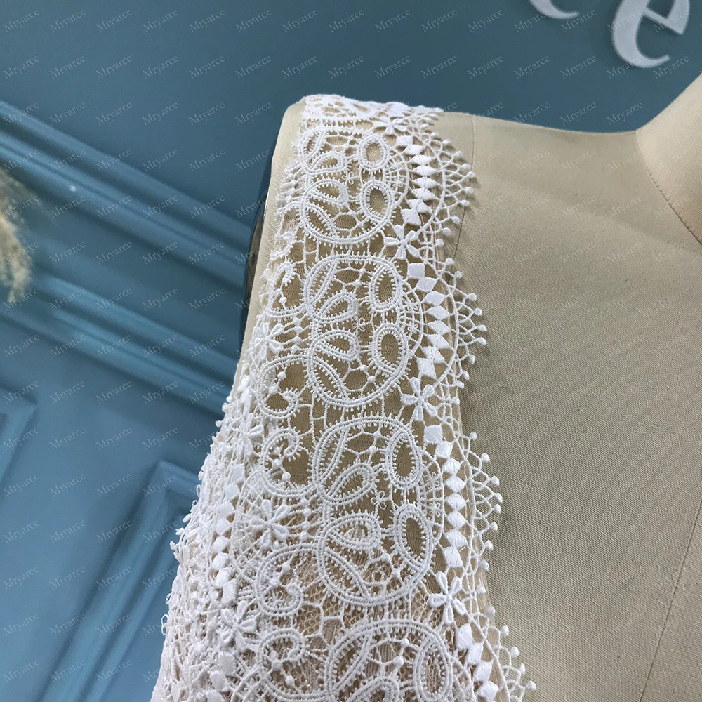 Mryarce Exquisite Lace Sleeves V Neck Chiffon A Line Wedding Dress Open Back Bridal Gowns 5