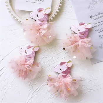 

10*8cm 5pcs/lot Beauty unicorn mesh skirt for hair clip accessories and baby sock appliques