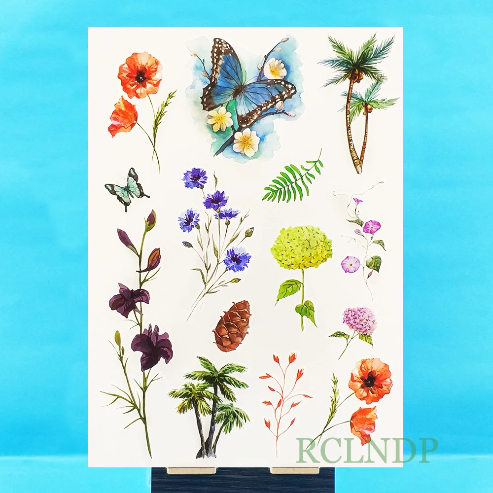 Водонепроницаемые временные тату наклейки бабочка цветок крыло поддельные флэш