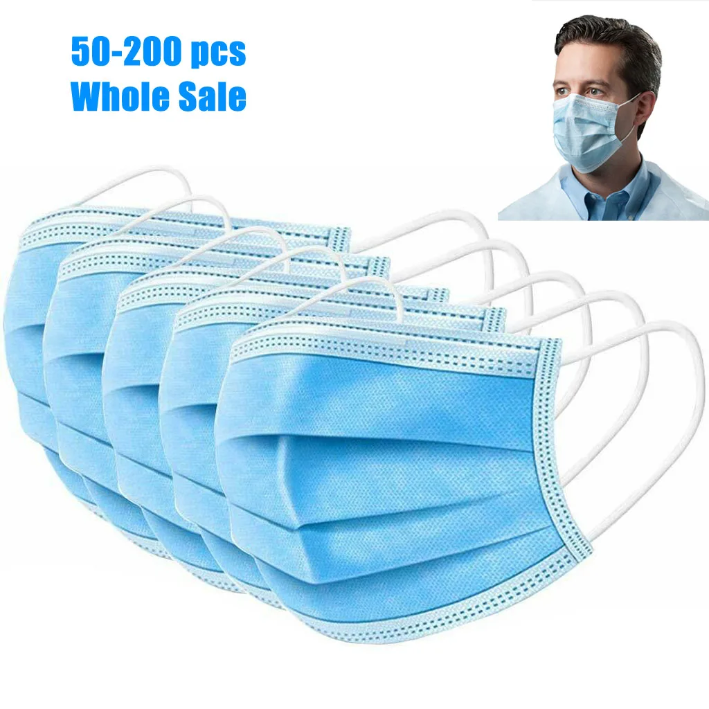 

50Pcs Face Mask LEVEL 3 Ply Disposable Ear Loop Disposable Face Mask 3-Ply Ear Loop Mask Meltblown Wholesale Protector Mask