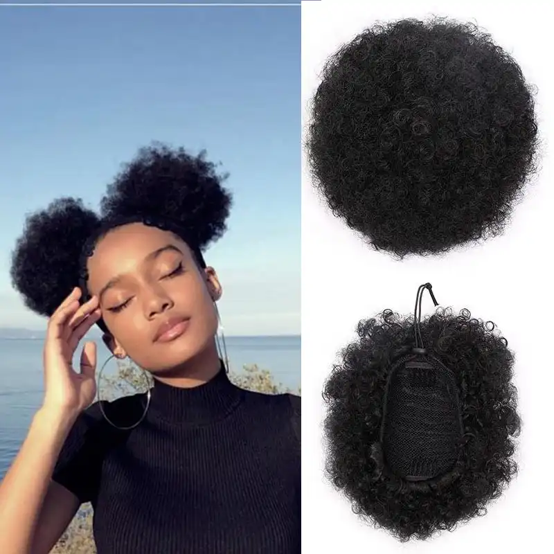 Manwei8inch Korotkie Afro Sloenye Sinteticheskie Volosy Puchok Kudryavyj Parik Konskij Hvost Shnurok Korotkie Afro Kudryavyj Konskij Hvost Klip Na Sinteze Aliekspress