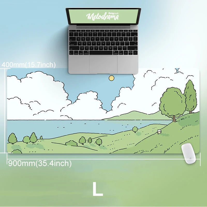 90x40cm Cute green healing cartoon HD Thickened Mouse Pad Large Oversized Gaming Keyboard Table Mat mousepad