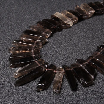 

Natural Smoky Crystal Quartz Top Drilled Slice Beads Graduated Slab Beads Pendants Necklace DIY Jewelry Making Crown 5-8*20-48mm
