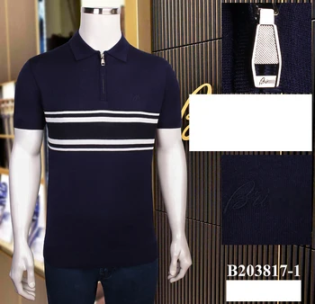 

BILLIONAIRE T shirt men silk 2020 new summer fashion Thin high quality zipper business stripe Breathable M-4XL free shipping