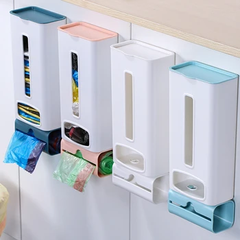 

Wall Mount Garbage Bag Storage Box Organizer Plastic Bag Dispenser Storage Case _WK