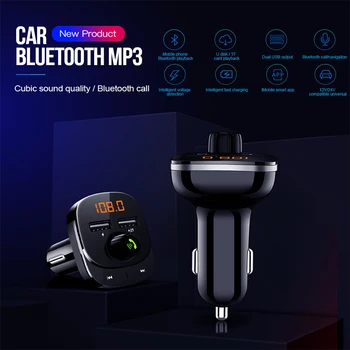 

Smart Bluetooth Fm Transmitter Dual USB 3.1A Charger Handsfree Car Bluetooth Universal Black Bluetooth Car Kit