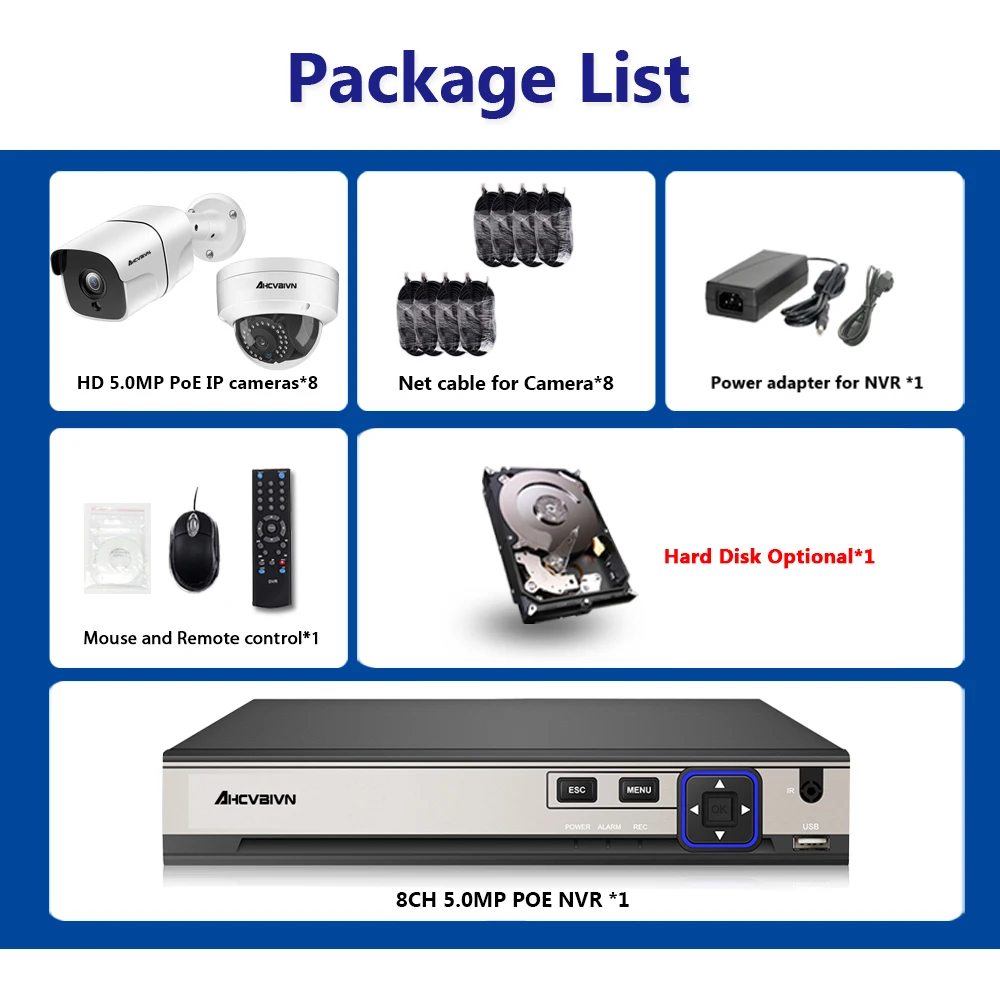 8CH POE сети NVR CCTV Системы комплект Поддержка 16*5 Мп IP Камера P2P ИК IP66 в/открытый погодостойкий для охранного видеонаблюдения набор