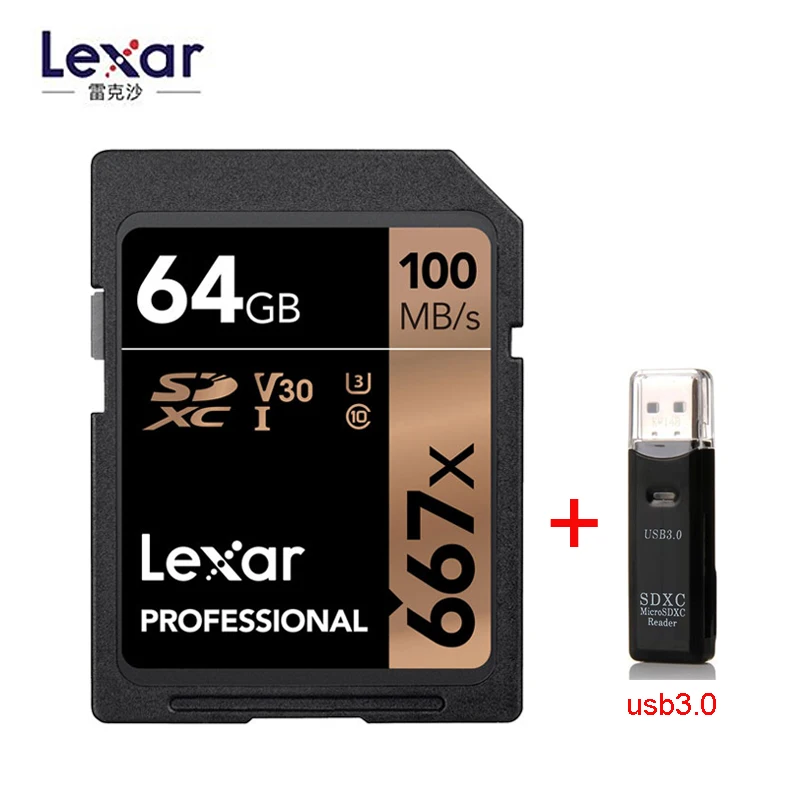 Lexar Профессиональный 667x SDXC UHS-I 64 Гб 128 ГБ 256 ГБ карты до 100 МБ/с. читать с возможностью поворота на 90 МБ/с. записи высокоскоростной Камера - Емкость: 64GB-usb3.0