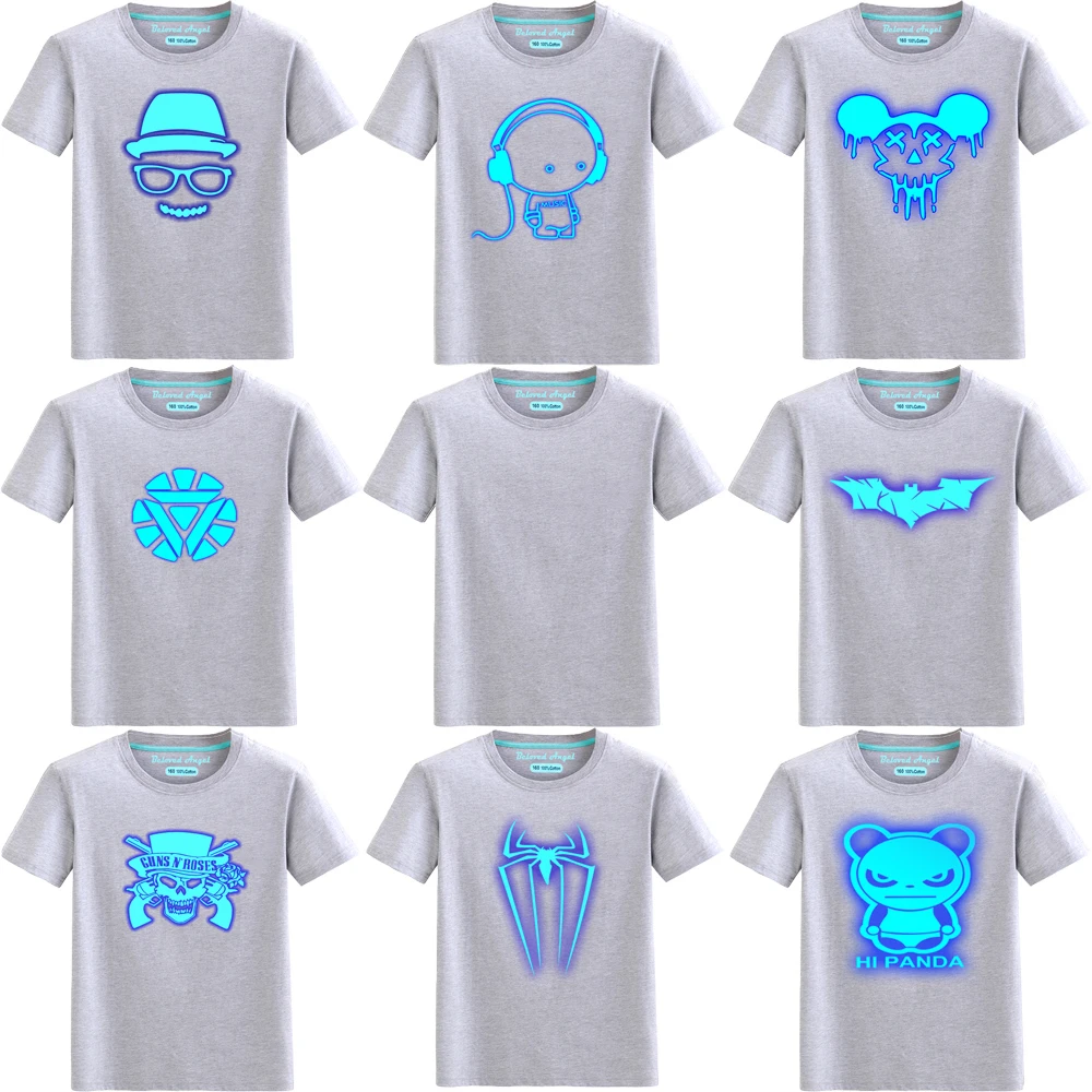 

Harajuku Cartoon T Shirt Kids Luminous T-shirt Funny for Boys Girls T-Shirt Children Clothing Baby Tops 3-15T For Teen Costume