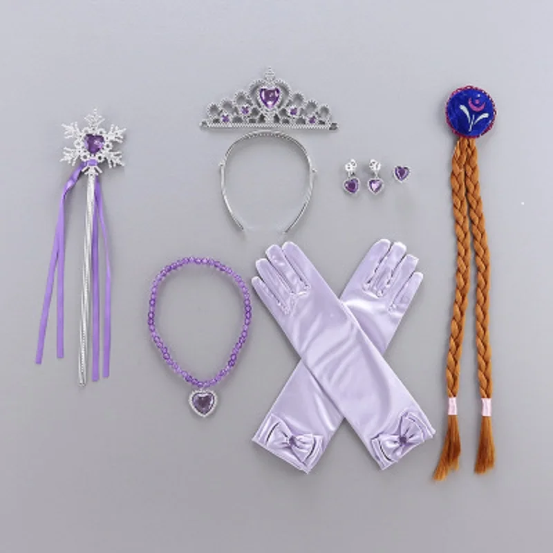 Платье для девочек; костюм «Холодное сердце» 2 Корона Эльзы аксессуары пижамный комплект на Рождество, Косплэй Эльза День рождения розовая юбка небесно-голубого цвета, вечернее платье для девочек