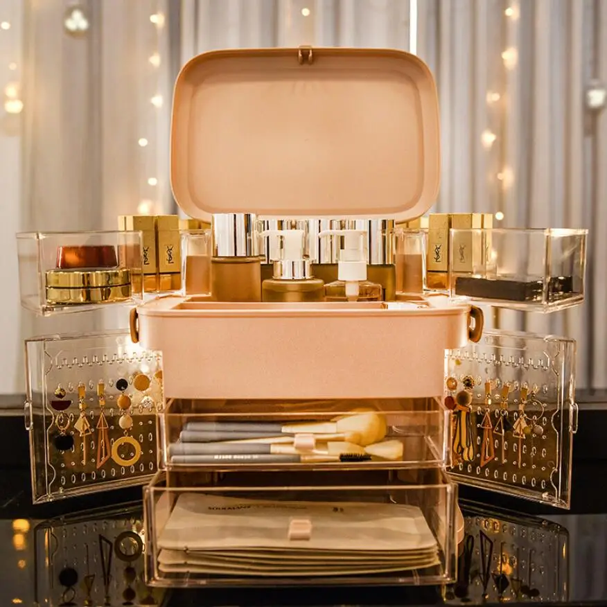 

NEW SALE Makeup Organizer Box Jewelry Earring Nail Polish Plastic Makeup Box Home Desktop Organizer For Cosmetics