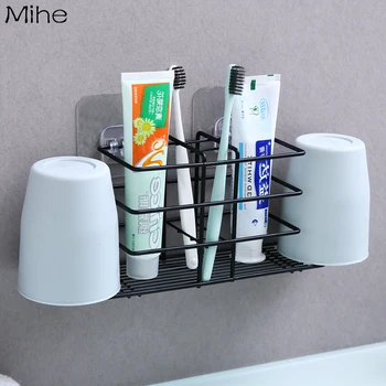

Iron toothbrush storage rack toilet free punching mouthwash Cup storage rack creative wall hanging toothware rack toothbrush