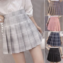 6Colors Korea Japanese Girls Pleated Skirts Student School Uniform Hight Waist A-Line Plaid Skirt Sexy JK Uniforms for Woman