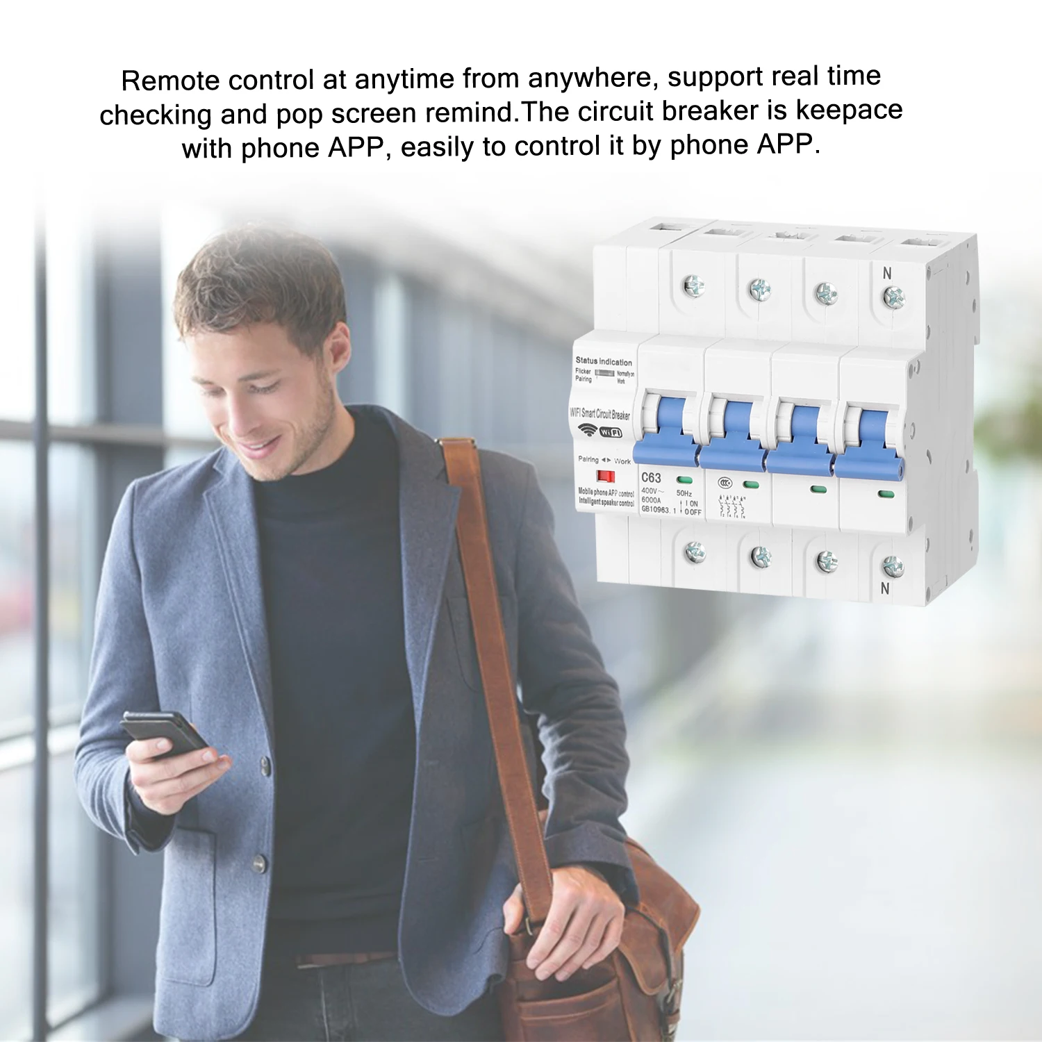 4P WiFi интеллектуальный выключатель с контролем энергии и функцией счетчика, совместимый для Amazon Alexa и Google home