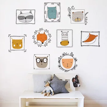 

Cartoon Owl Fox Bear Wall Stickers Simulated Photo Frame Animal Wall Decals for Kids Rooms Children's Bedroom Nursery Home Decor