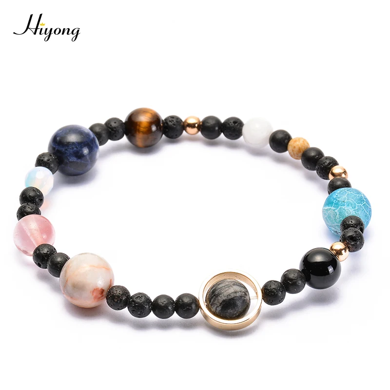 Planet bracelet2 Космический Млечный Путь солнечная система планета браслет мужские восемь планета бусы браслет женский натуральный камень бисерный браслет - Окраска металла: Planet bracelet2