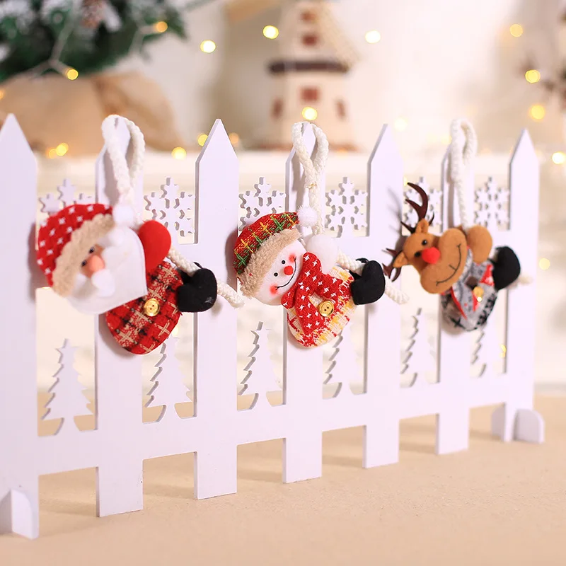 

Kawaii Christmas Cloth Doll Decorations Climbing Rope Santa Snowman Elk Ornaments For Home Christmas Tree Decor Pendant Kid Gift