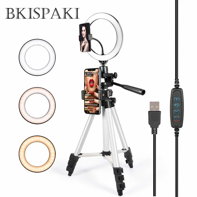 

10inch USB Charge LED Selfie Ring Light 5500K Studio Photography Photo Fill Ring Light with Tripod for iPhone Smartphone Makeup