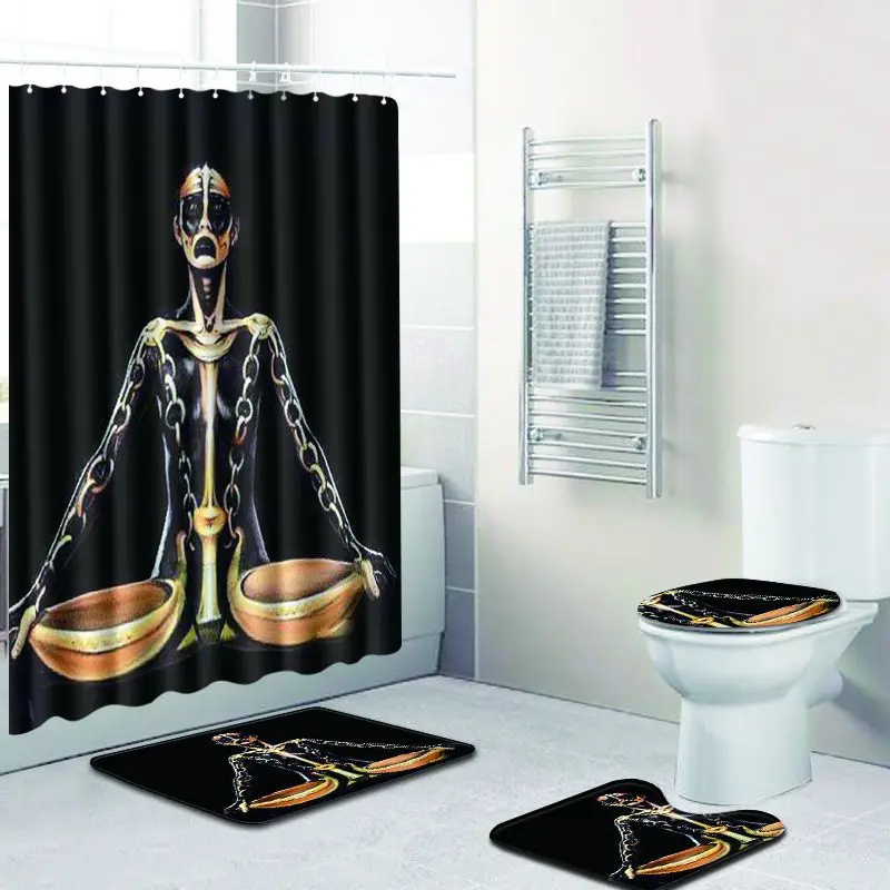 

Simple Print Waterpoof Shower Curtain Bathroom Polyester Fabric Bath Curtain Washable Modern Toilet Seat Cover Home Decor