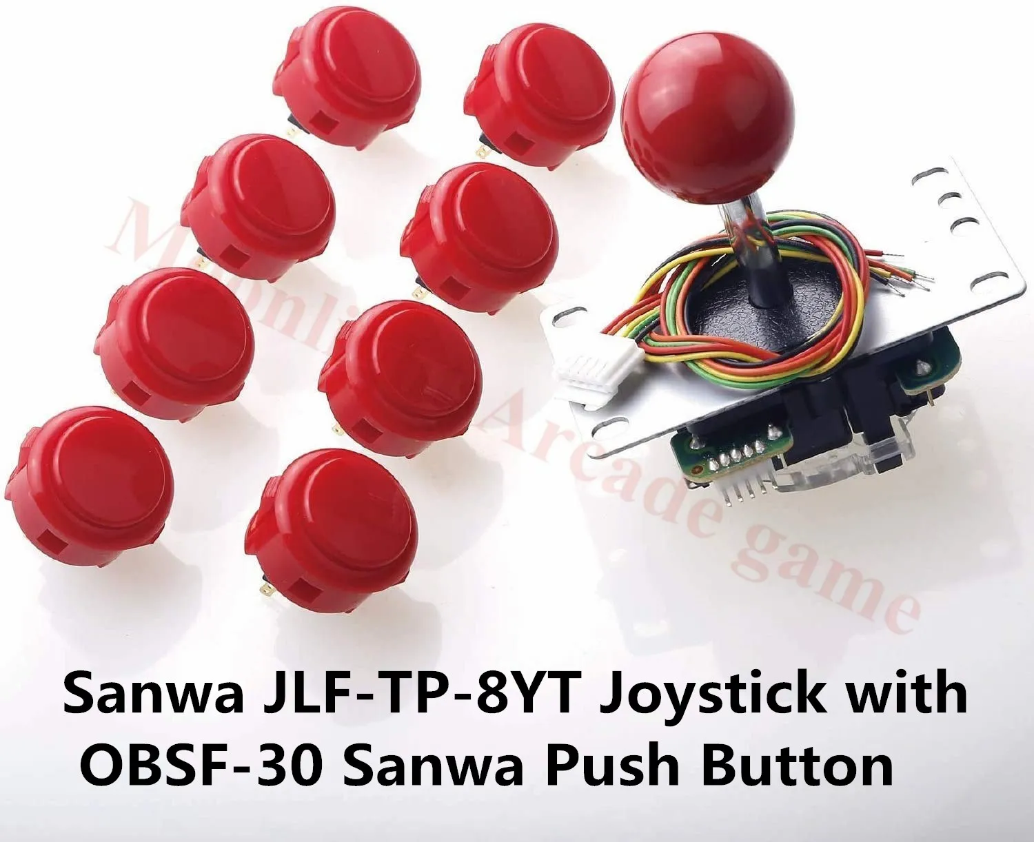 Sanwa JLF-TP-8YT Arcade Joystick & 8 Button Bundle (Yellow) - High Quality Japanese Parts For Fighting Games, DIY Controllers
