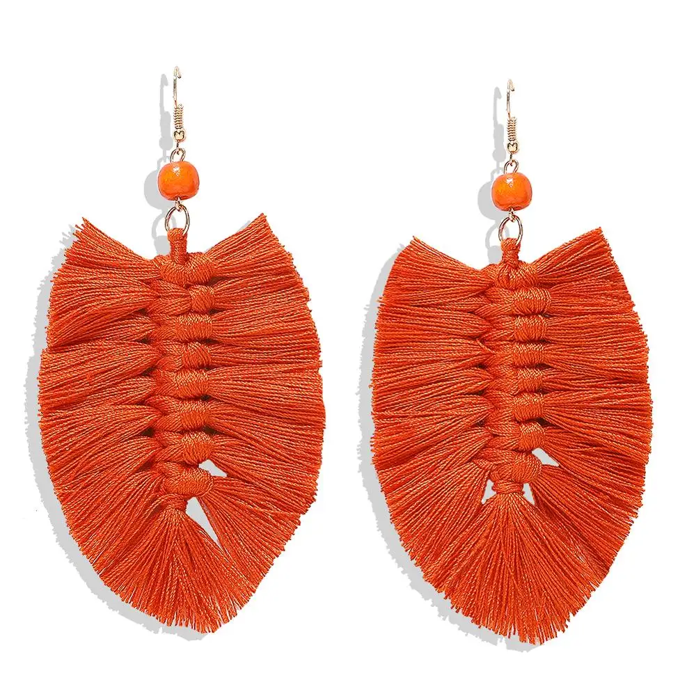 Мода для девочек, сережки с кисточками Boho для женщин, серьги с перьями макраме, подарки подруге, свадебные украшения, вечерние, ins - Окраска металла: Earrings 9