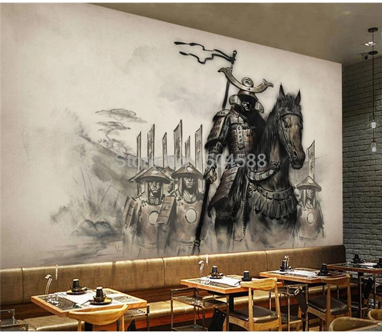 papel de parede foto personalizada estilo chinês retrô samurai restaurante mural de parede mural de fundo criativo estilo europeu papel de parede