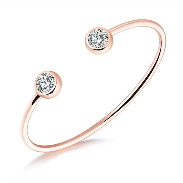 rose gold Модные розовое золото/серебристый цвет открыт женские браслеты классический инкрустированный куб циркония манжеты браслеты Прямая поставка QS22 - Окраска металла: rose gold