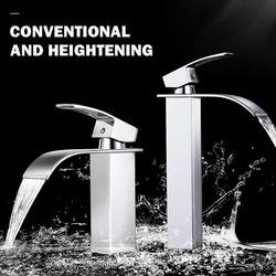 Brand New Polished Basin Sink Tap Single Lever Single Hole Deck Mounted Bathroom Faucet Waterfall Bathroom Tap Hot & Cold Mixer