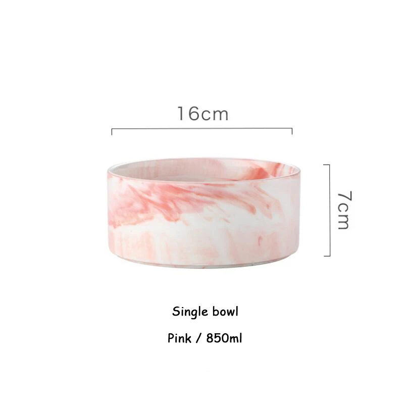 Pink single bowl Techome Классическая стильная домашняя керамическая чаша для домашних животных высокого качества мраморные миски для кошек миска для еды кошки собаки кормушки с деревянной рамой - Цвет: Pink single bowl