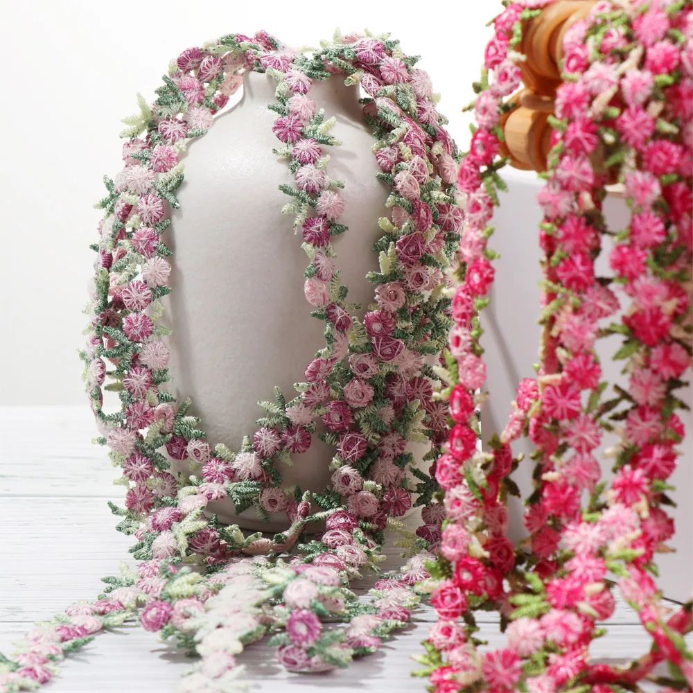 2Yard Flower Lace Trim Embroidered Ribbon Wedding Dress Sewing Handmade Decor DIY Craft Polyester Material Clothes Accessories lace ribbon lace fabric lace sewing accessories lace sewing supplies lace accessories lace garment accessories lace decoration