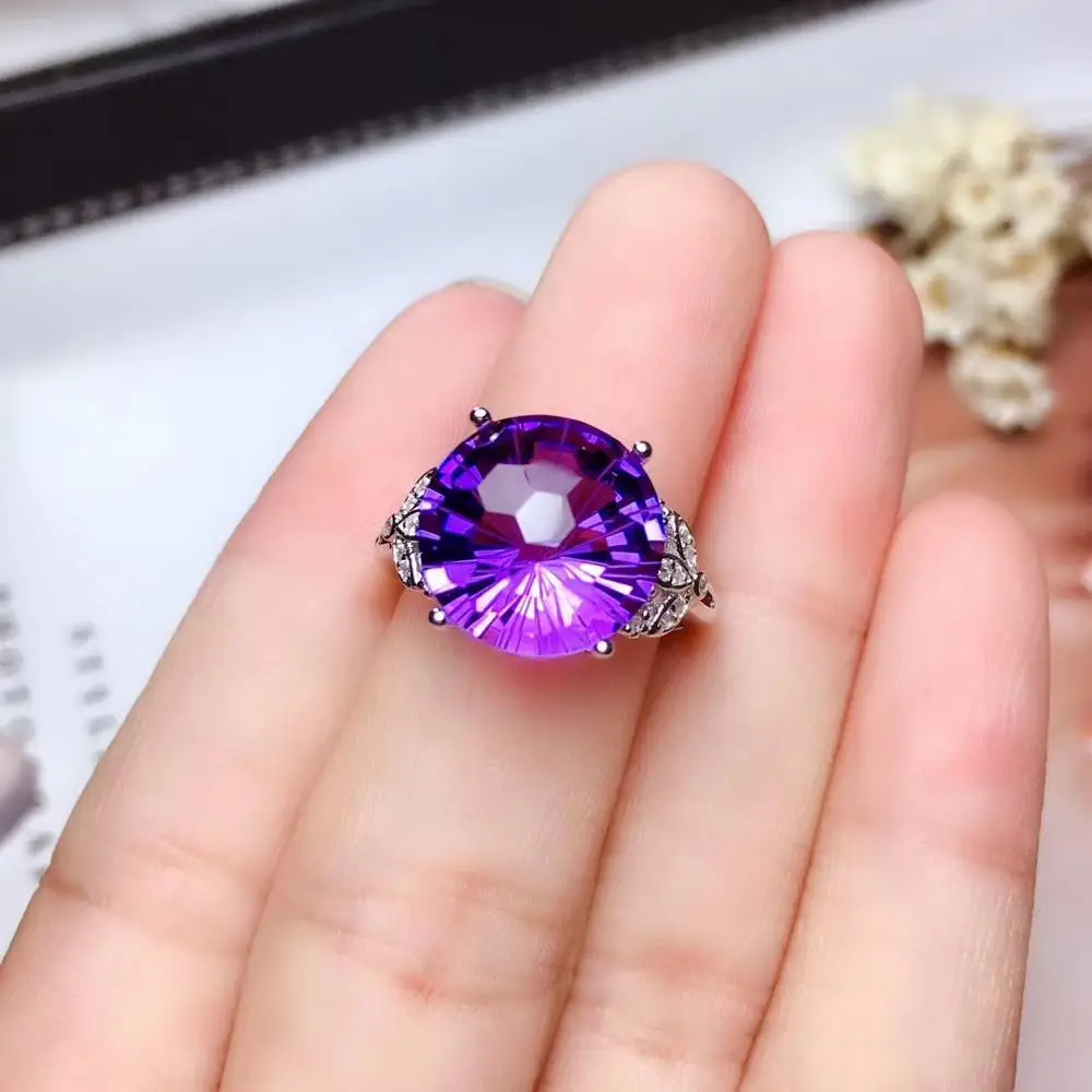 Buy Multi Colored Ring With Semi Precious Stones In Iridescent Purple,  Blue, Black And Amethyst Purple KALKI Fashion India