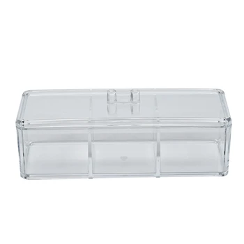 

BEAU-Transparent Clear Acrylic Organizer Holder Cotton Swab Box Makeup Pads Storage Box Desktop Organizer Jewelry Case for Cosme