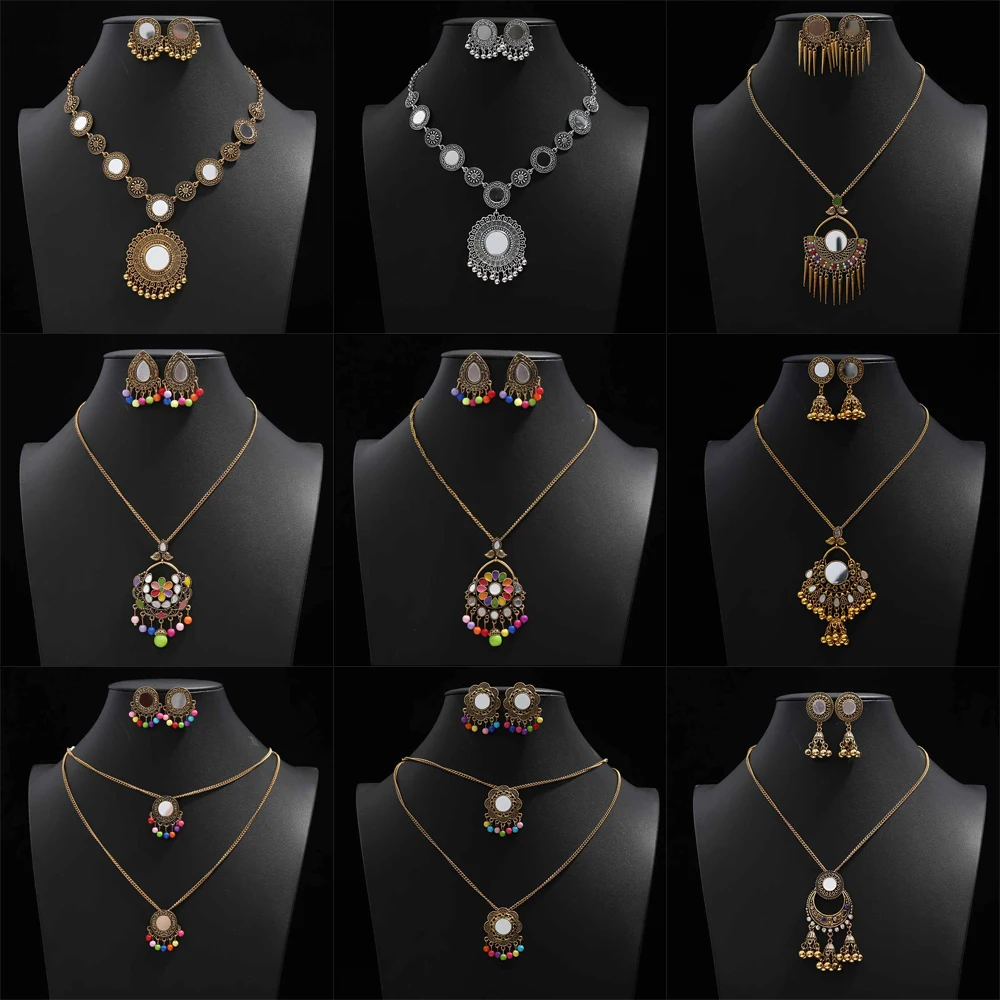 Conjunto de joyas de estilo indio para mujer, Gargantilla, collar y