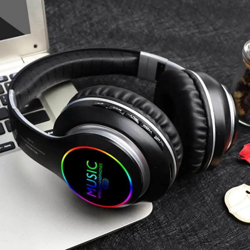 Беспроводной Bluetooth наушники игровая гарнитура складная RGB светодиодный