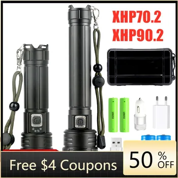 

XHP90.2 XHP70.2 LED Flashlight most powerful Flashlight 18650 26650 USB Torch Lantern Hunting Lamp Hand Light USB Rechargeable
