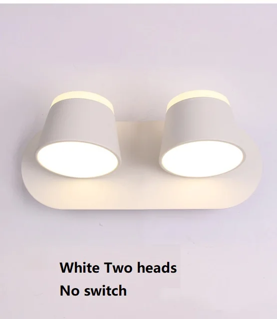 Современный светодиодный настенный светильник 350 градусов, прикроватная тумбочка для спальни, для ванной, для гостиной, для отеля, для дома, для спальни, черный/белый настенный светильник - Цвет абажура: White Double