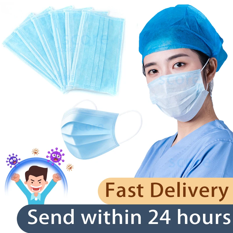 

50 PcsDisposable Medical Protective Face Mouth Masks 3 Layer Anti nCoV PM2.5 Influenza Bacterial Facial Dust-Proof Safety Masks