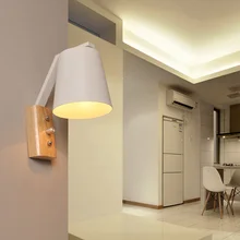 Lámpara de pared de madera Led luz de pared mesita de noche dormitorio wandlampara Luz de espejo nórdico Vintage luces de tocador modernas escaleras de sala E27