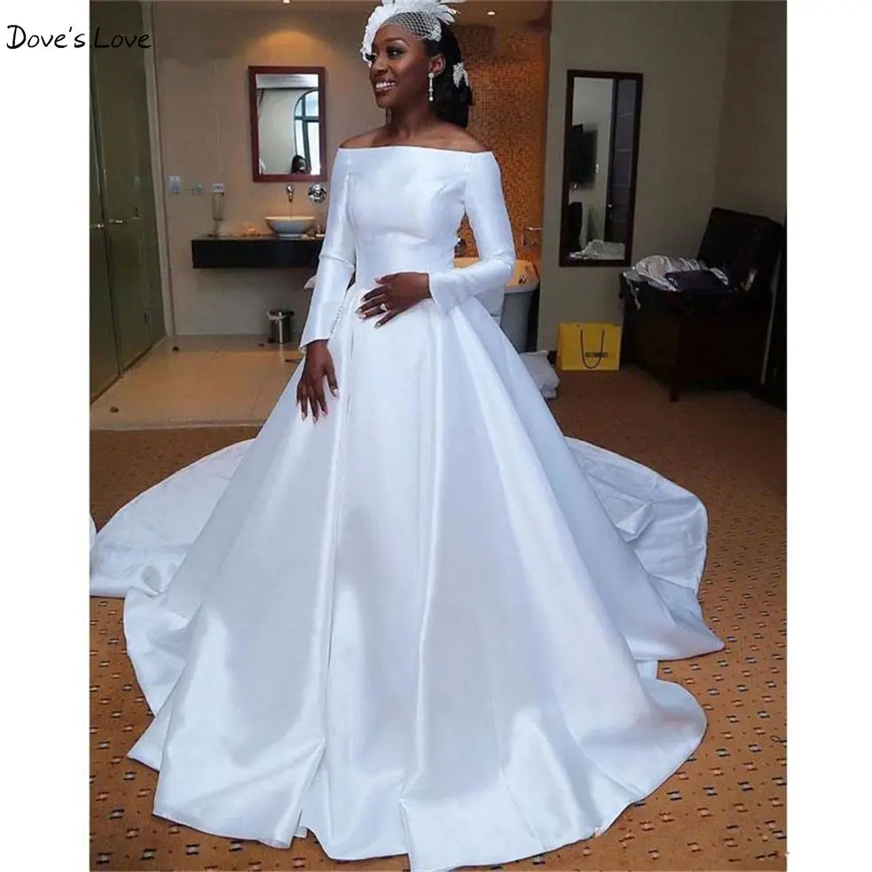 dove satin wedding dress