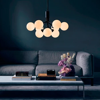 

Nordic LED Glass Creative Magic Bean Molecule Chandelier Lighting Modern Living Room Lamp Restaurant Bedroom Decor Light Fixture