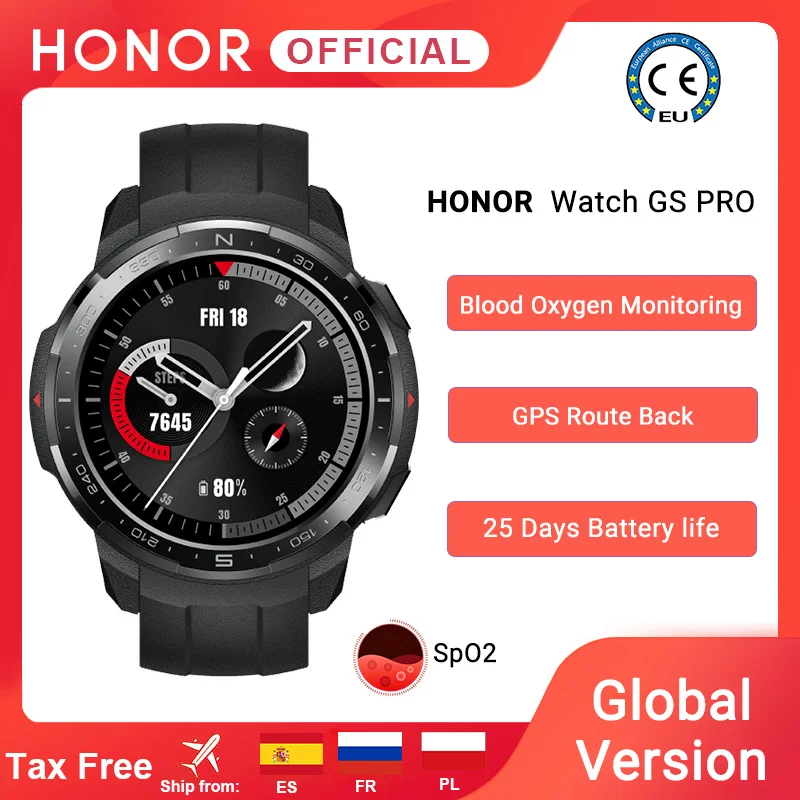  Глобальная версия Honor Watch GS Pro Смарт часы SpO2 мониторинг сердечного ритма спортивные Смарт часы Bluetooth Вызов 5ATM 25 дней батарея  $120 $12 CODE:AEWCS01…