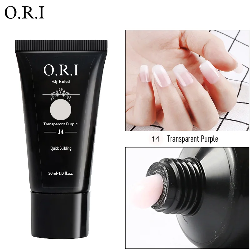 14 Transparen Purple ORI 30 г полигель для ногтей акриловый поли гель розовое белое украшение для ногтей дизайн УФ светодиодный гель-кончик Быстрый гель продлевающий половой акт лак для маникюра - Цвет: 14 Transparen Purple