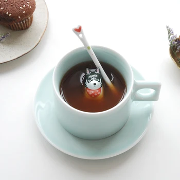 

Japanese Cute Cup Creative High Quality Simple Blue Ceramic Cup Modern with Handle Filizanki Do Kawy Japanese Coffee Cup MM60BYD