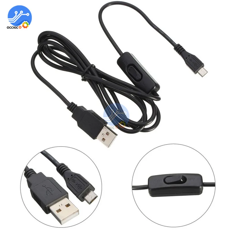 1.5 м Micro USB Питание Зарядное устройство кабель Провода w/включения/выключения для Raspberry Pi