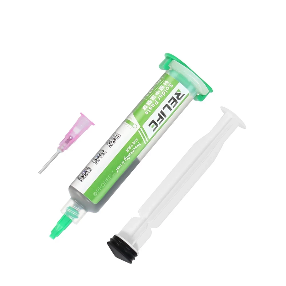 RELIFE BGA Tin Soldering Paste 138℃/183℃/227℃ Lead-Free Low/Medium/High Temperature PCB Repair Welding Flux Syringe Type Solder aluminum electrode Welding & Soldering Supplies