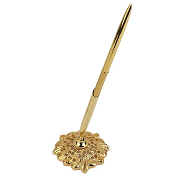 

Signing Pen Wedding Bridal Signing Pen with Hollow Round Pen Holder (Gold)