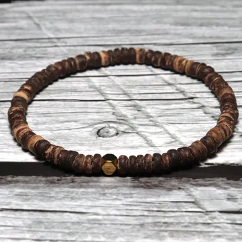 4mm Natural Wood Bracelet For Men Female Braslet Beads Irregular Wenge Wood